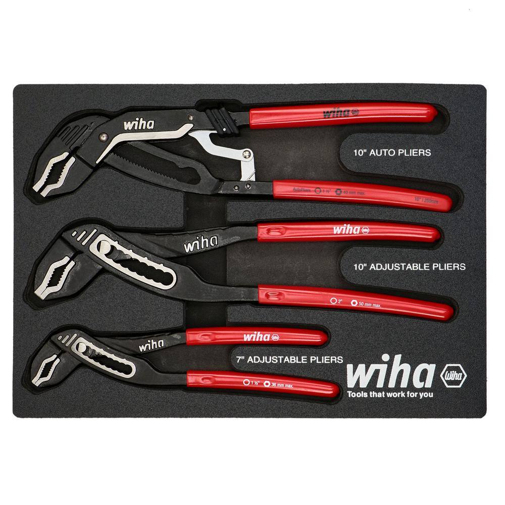 Wiha Classic Grip V-Jaw Tongue and Groove Pliers Tray Set (3-Piece Wiha Classic Grip V-Jaw Tongue and Groove Pliers Tray Set (3-Piece