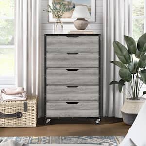 Bowie 5-Drawer Vintage Gray Oak Chest of Drawers (51 in H. x 17 in D. x 31 in W.)