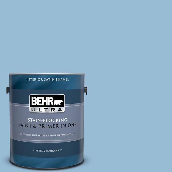 BEHR ULTRA 1 gal. #UL230-15 Gentle Sky Satin Enamel Interior Paint and Primer in One