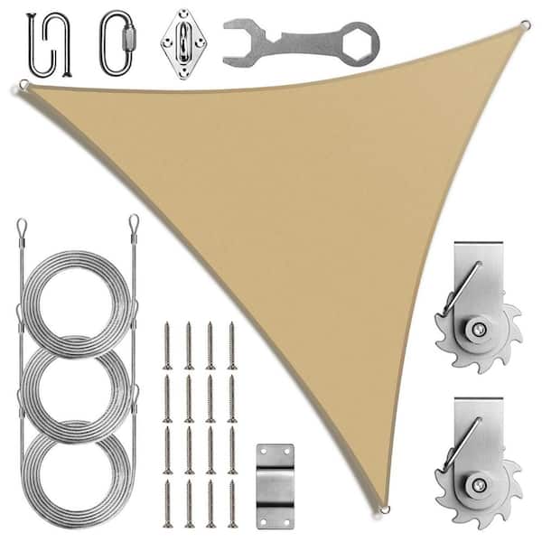 8 ft. x 8 ft. x 8 ft. Triangle Sun Shade Sail with Hardware TAWAL-Sand Beige