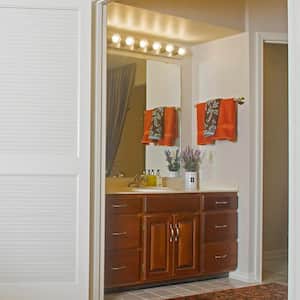 Contemporary 6-Light Indoor Vanity Light Dimmable for Bathroom Bedroom Vanity Makeup, Honey Oak