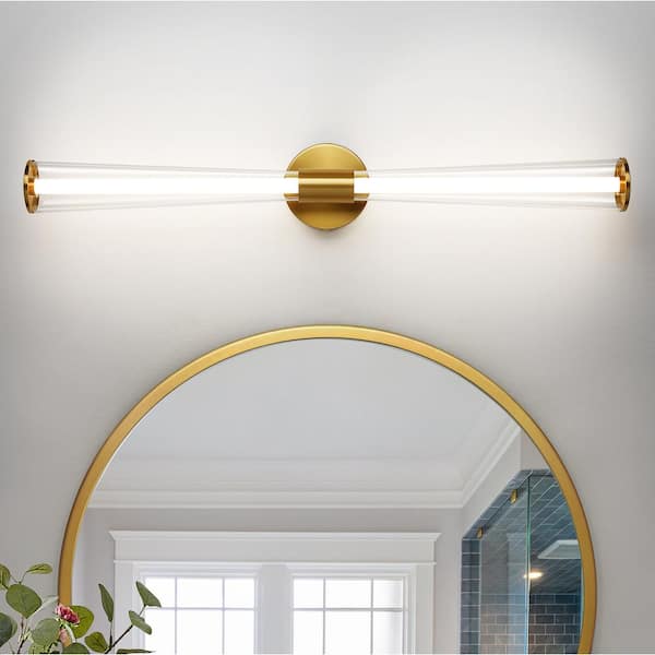 KAISITE Modern 1-light Gold Dimmable Wall Sconce with Clear Glass Shade ...