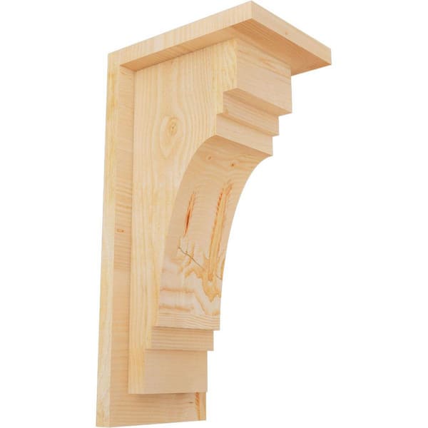 Ekena Millwork 6 in. x 8 in. x 16 in. Douglas Fir Pescadero Rough Sawn Corbel with Backplate