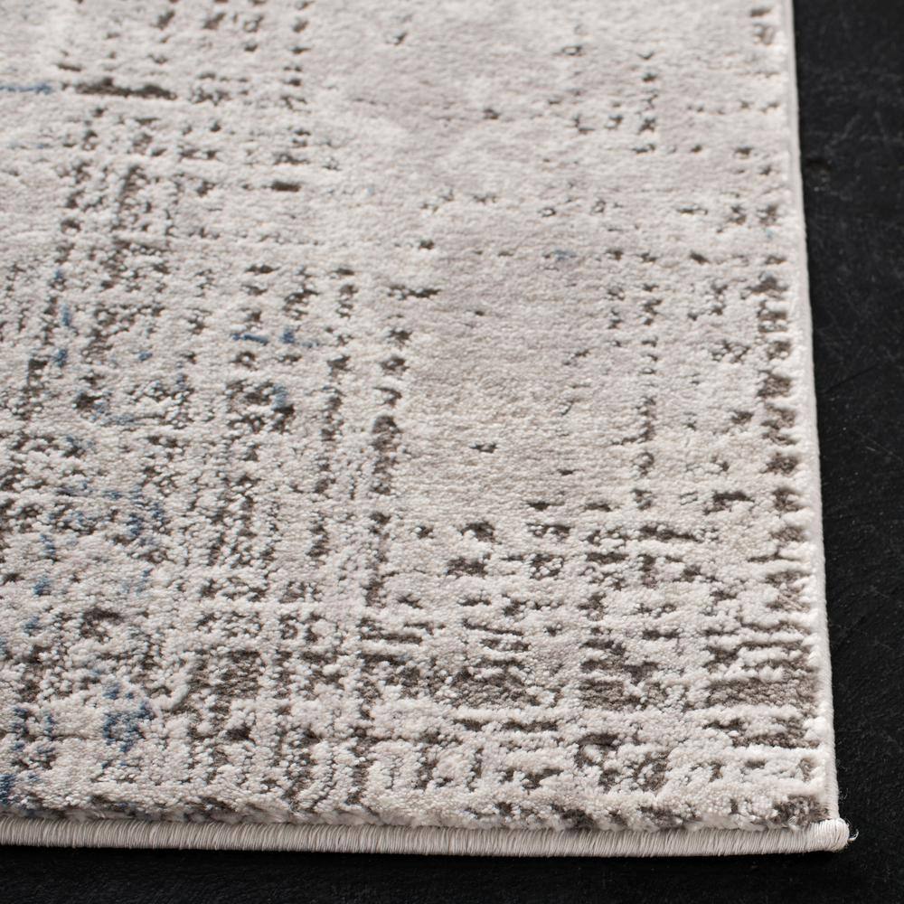 Gray and Blue Abstract Washable Rectangular Area Rug