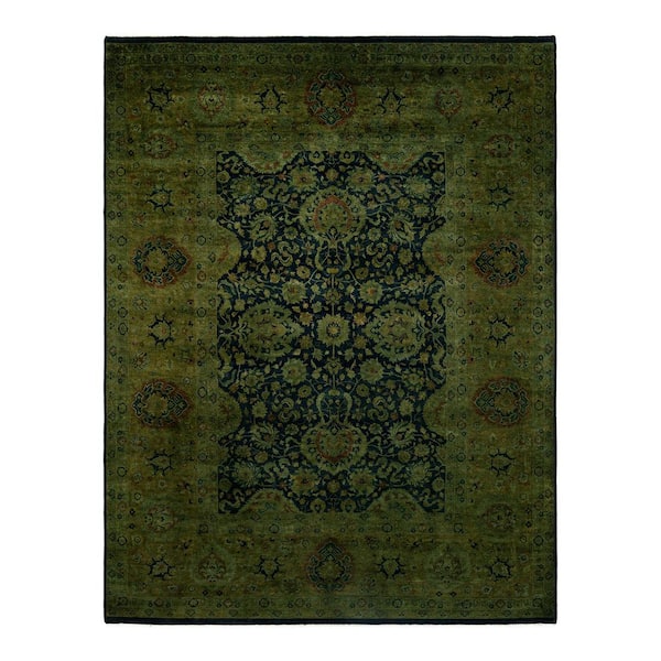 Fine Vibrance Black 9 ft. x 12 ft. Solid Wool Indoor Area Rug