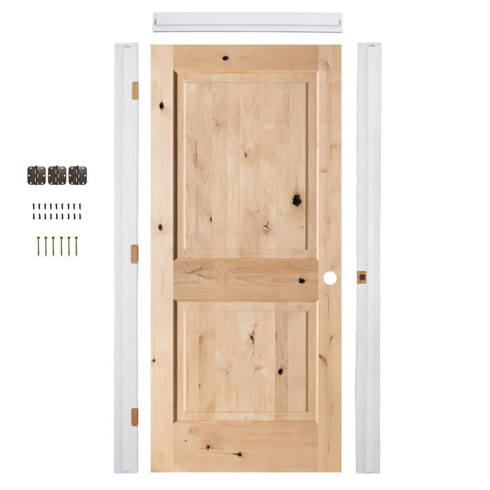 28in.x80in. Knotty Alder 2-Panel Square Top Left-Hand Unfinished Assembly Required Interior Door Kit w/QuickAssembleJamb price history on PriceWatchPro
