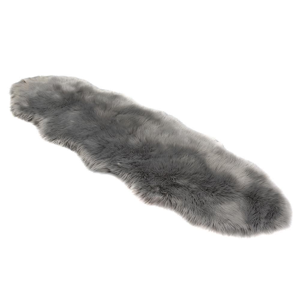 Walk on Me Gray 6 ft. x 9 ft. Faux Fur Luxuriously Soft and Eco Friendly Area Rug