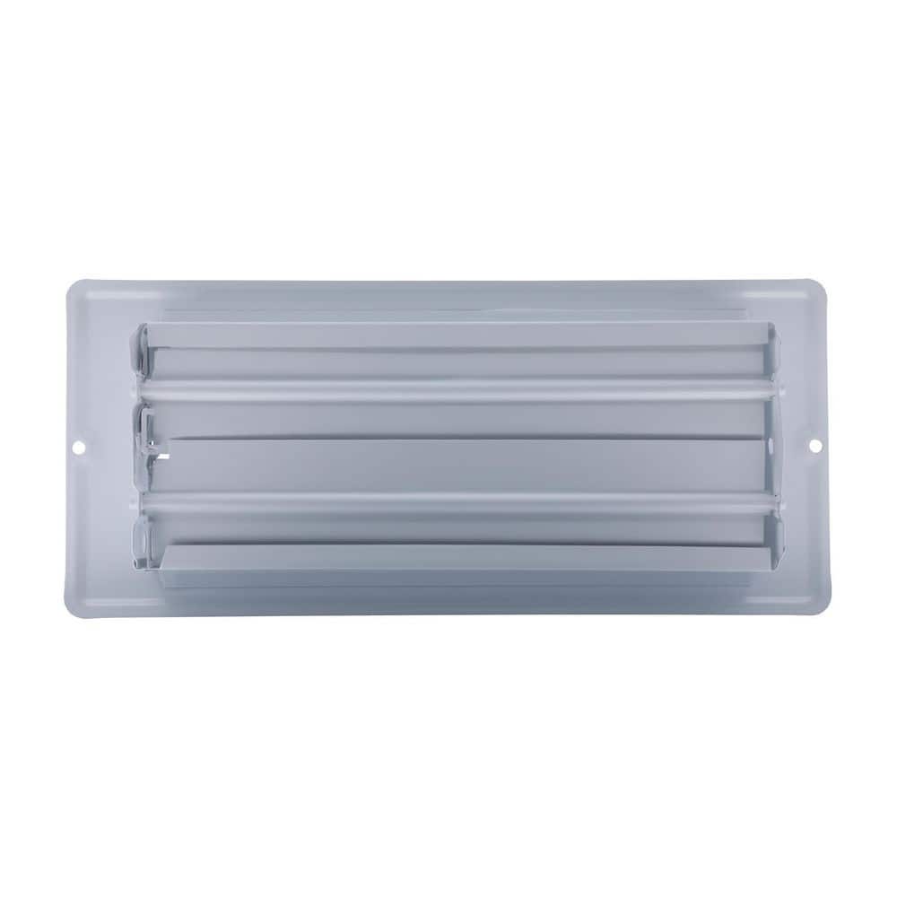 White Steel Floor Register with Louvered Design, 4x10 Inch