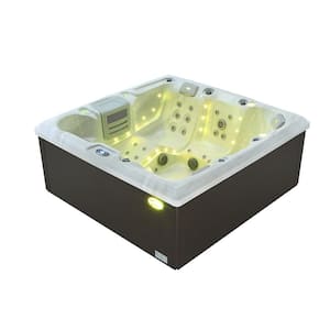 5-Person 54-Jet Premium Acrylic Lounger Spa Standard Hot Tub with 2-Step ladder and LED Waterfall