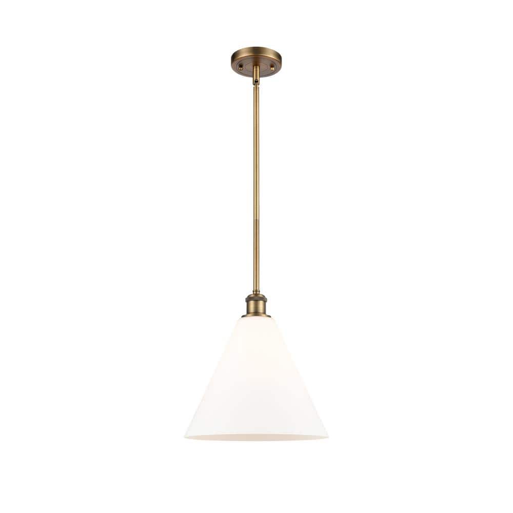 Berkshire 1-Light Brushed Brass Cone Pendant Light with Matte White Glass Shade price history on PriceWatchPro
