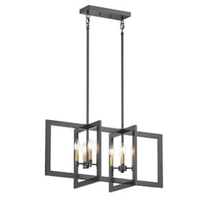31.88 in. 8-Light Modern Linear Chandelier Industrial Metal Classic Candle Hanging Light Fixtures