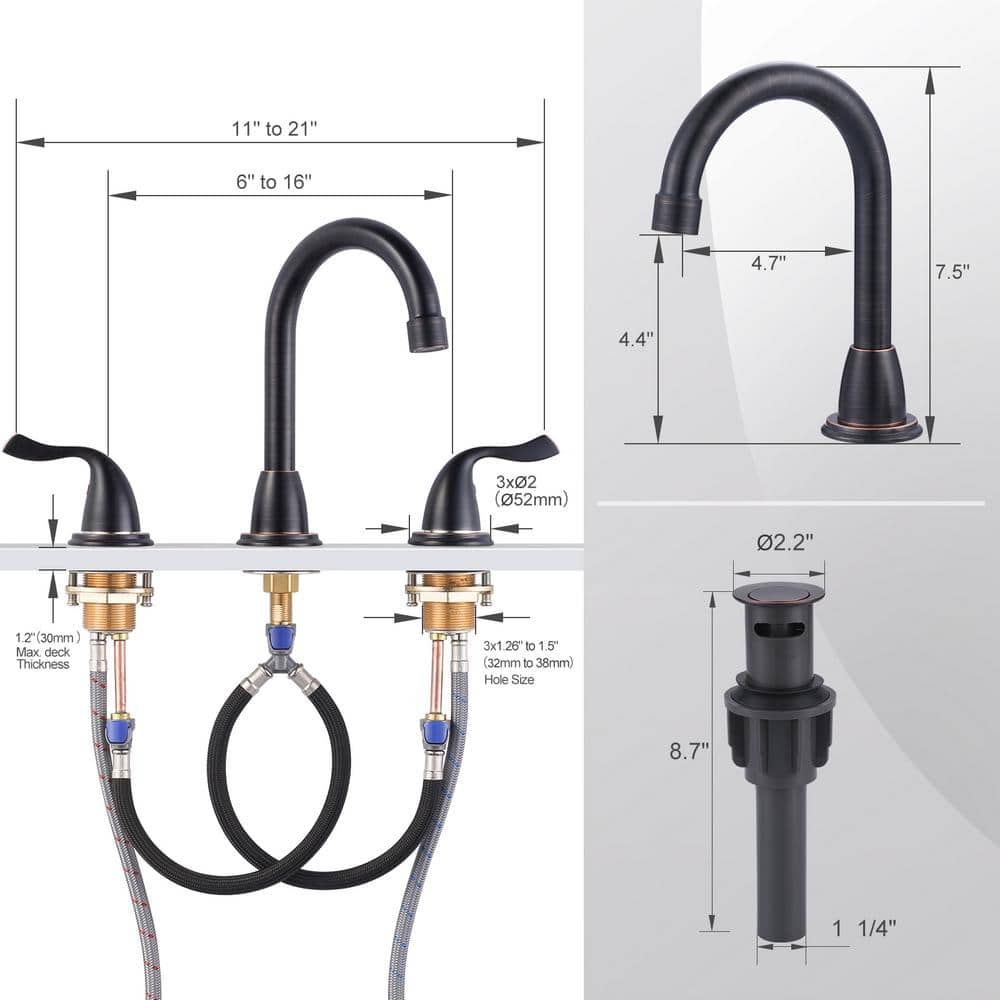 8 in. Oil Rubbed Bronze Double-Handle Bathroom Faucet