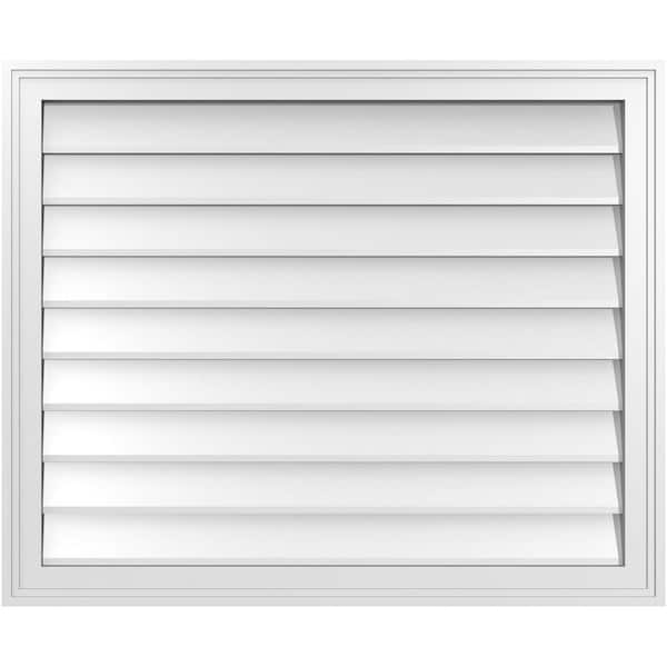 Ekena Millwork 34" x 28" Vertical Surface Mount PVC Gable Vent: Non-Functional with Brickmould Frame