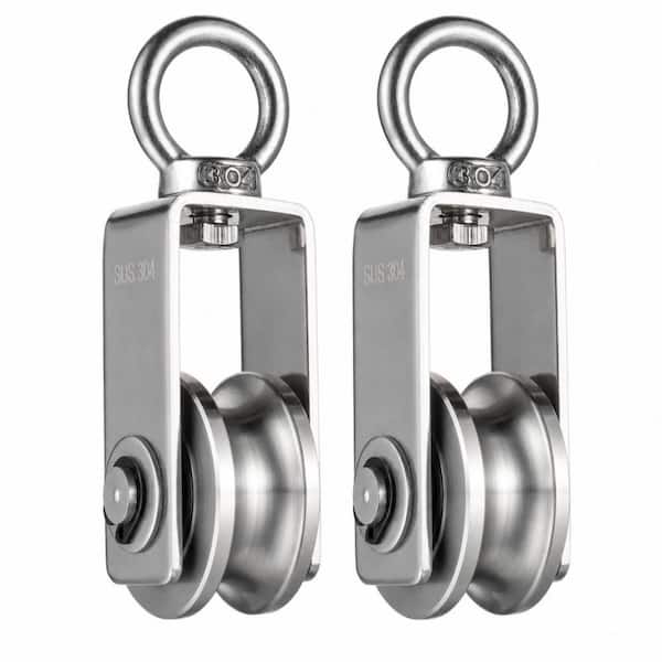 2-Pack Stainless Steel Swivel Cable Pulley Wheel, Heavy Duty Bearing Rope Pulley for Gym Clothesline Lifting Use