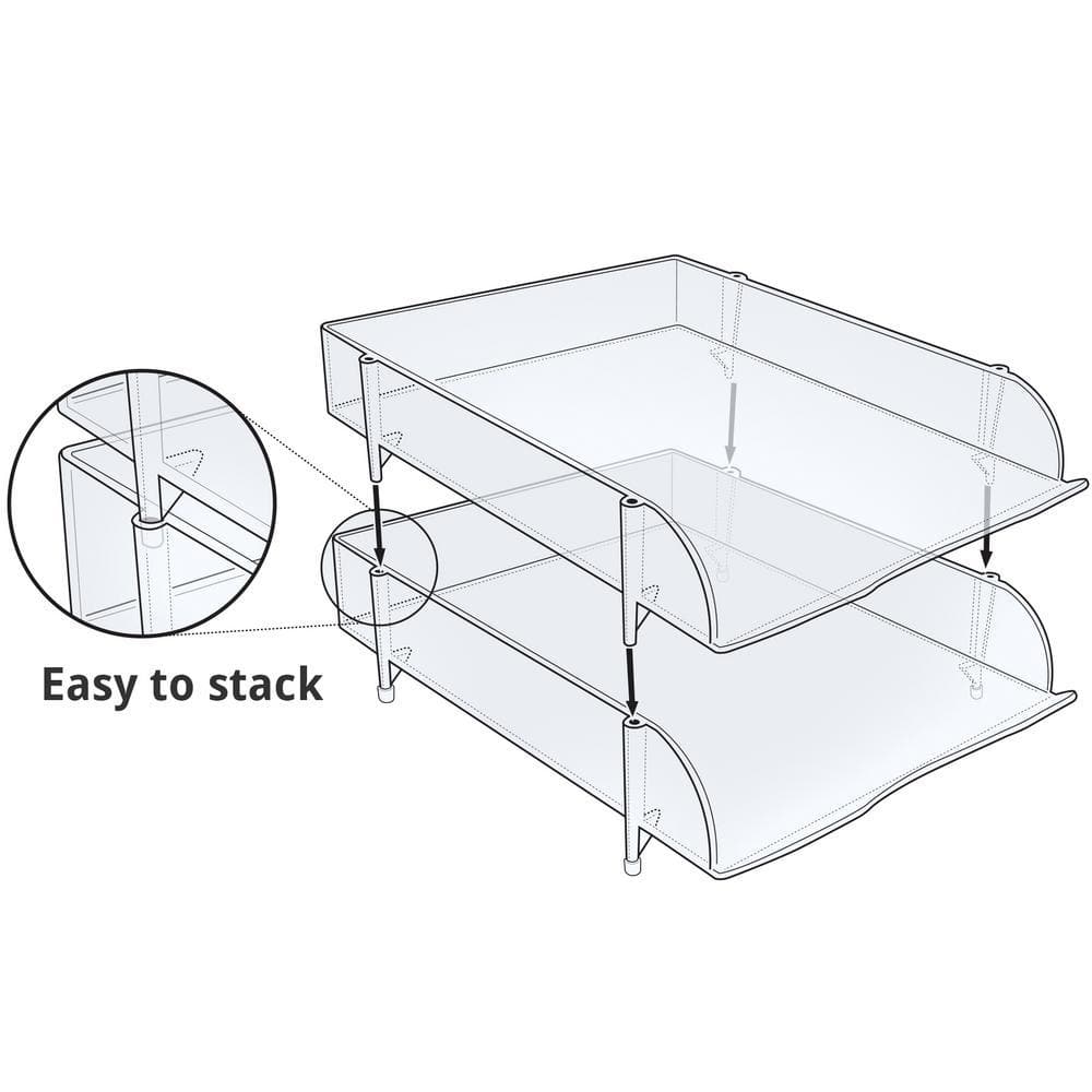 Clear Stackable Letter Tray Desk Organizer, 4-Pack