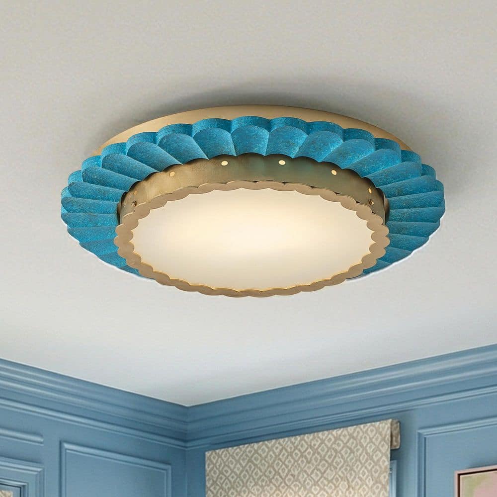 20 in. 1-Light Gold LED Semi-Flush Mount Ceiling Light price history on PriceWatchPro