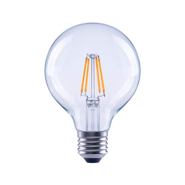 40 Watt Equivalent G25 Globe Vanity Clear Glass Vintage Edison Filament Dimmable Led Light Bulb Soft White 6 Pack Fg 03181 The Home Depot Filament Dimmable Led Light Bulb, Round Light Bulbs Vanity