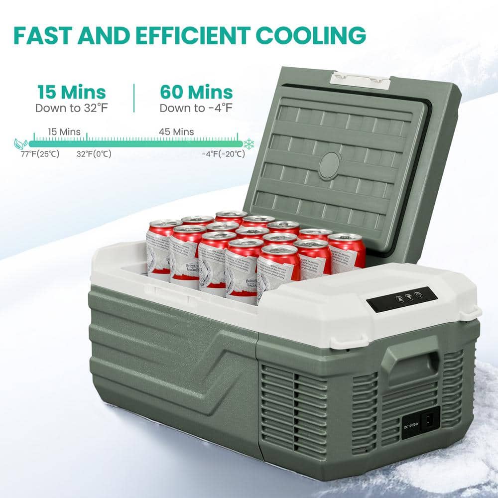 Compact Green HDPE 16 Quart Portable RV Refrigerator
