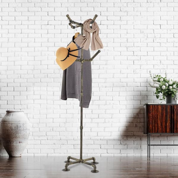 Angel Sar Black Metal Wall Mounted Coat Rack with 5-Tri Angel Sar Black Metal Wall Mounted Coat Rack with 5-Tri
