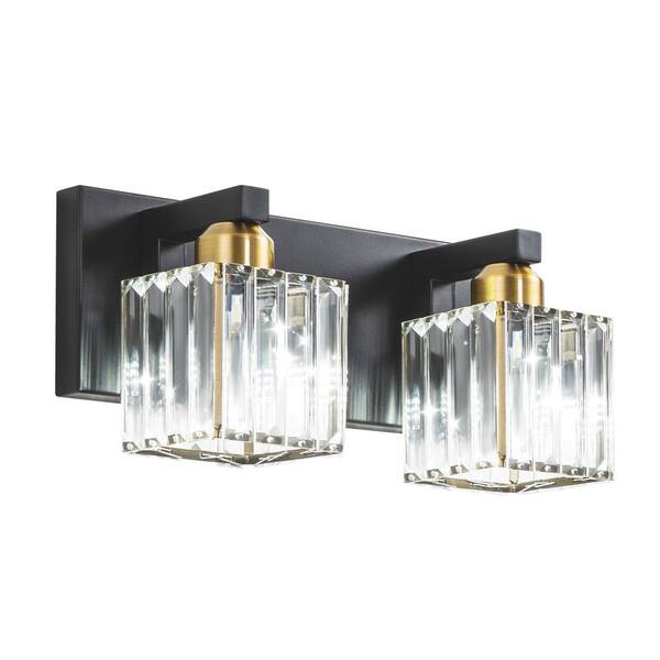 EDISLIVE Orillia 11.8 in. 2Light Black & Gold Bathroom Vanity Light