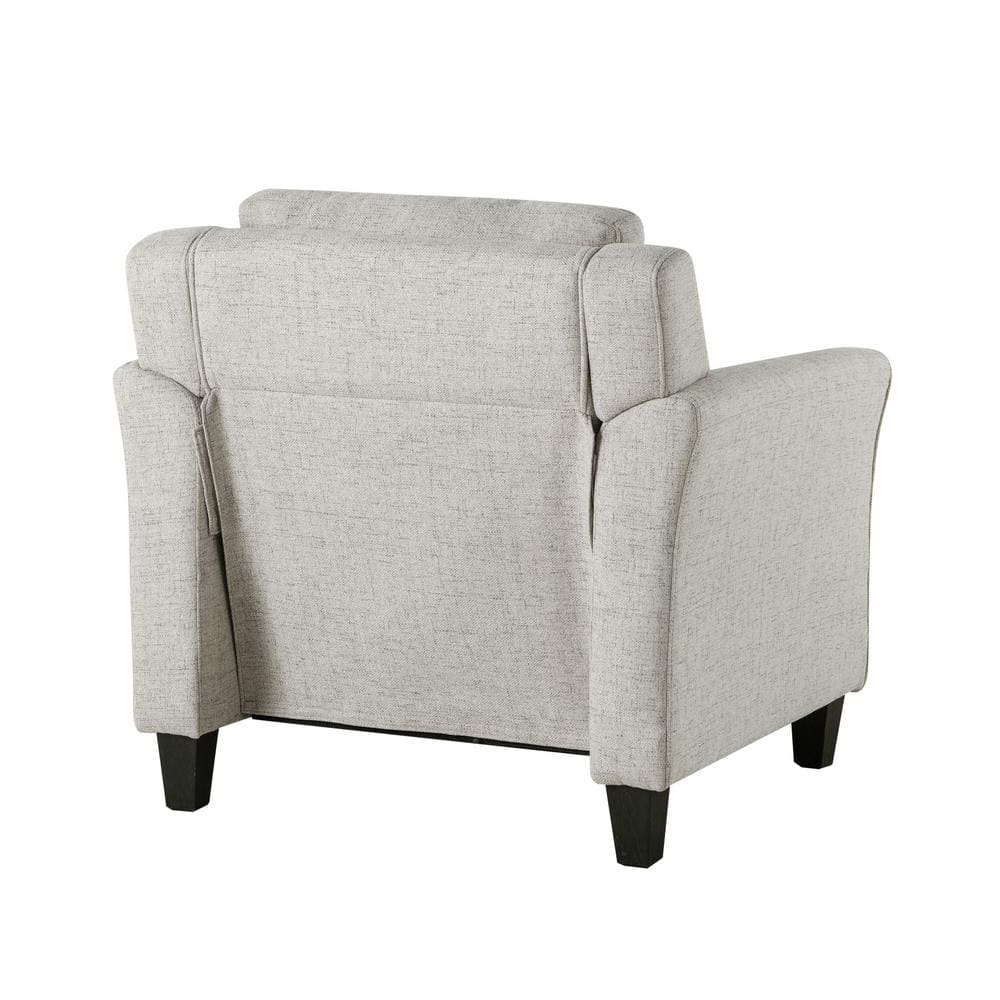 Beige Microfiber Accent Chair with Wooden Frame