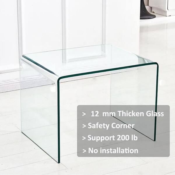 Bent Glass Sofa Table Extra White 12mm Thick Glass