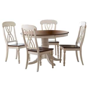 5-Piece Antique White and Cherry Dining Set