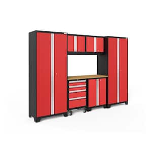 Bold Series 7-Piece 24-Gauge Steel Garage Storage System in Deep Red (108 in. W x 77 in. H x 18 in. D)