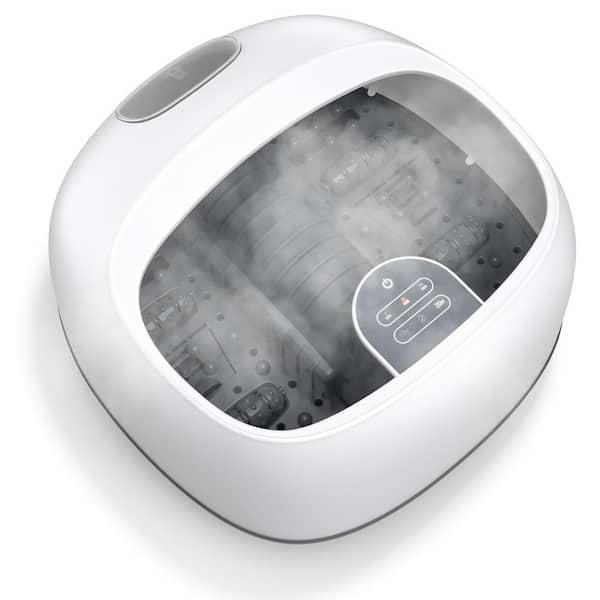 Costway Steam Foot Spa Massager Foot Bath Massager with 3-Heating Levels and Timers in White