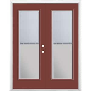 60 in. x 80 in. Red Bluff Steel Prehung Left-Hand Inswing Mini Blind Patio Door in Vinyl Frame with Brickmold