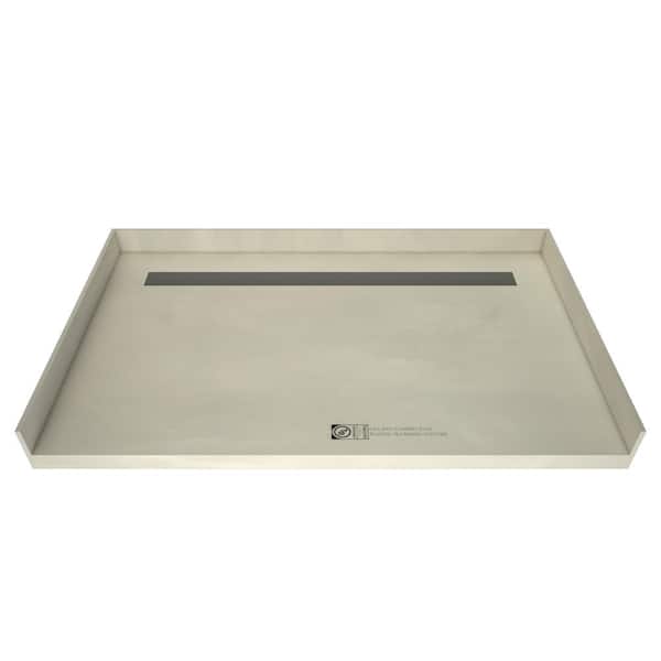 Tile Redi Redi Trench 32 in. x 60 in. Barrier Free Shower Base with Back Drain and Solid Brushed Nickel Trench Grate