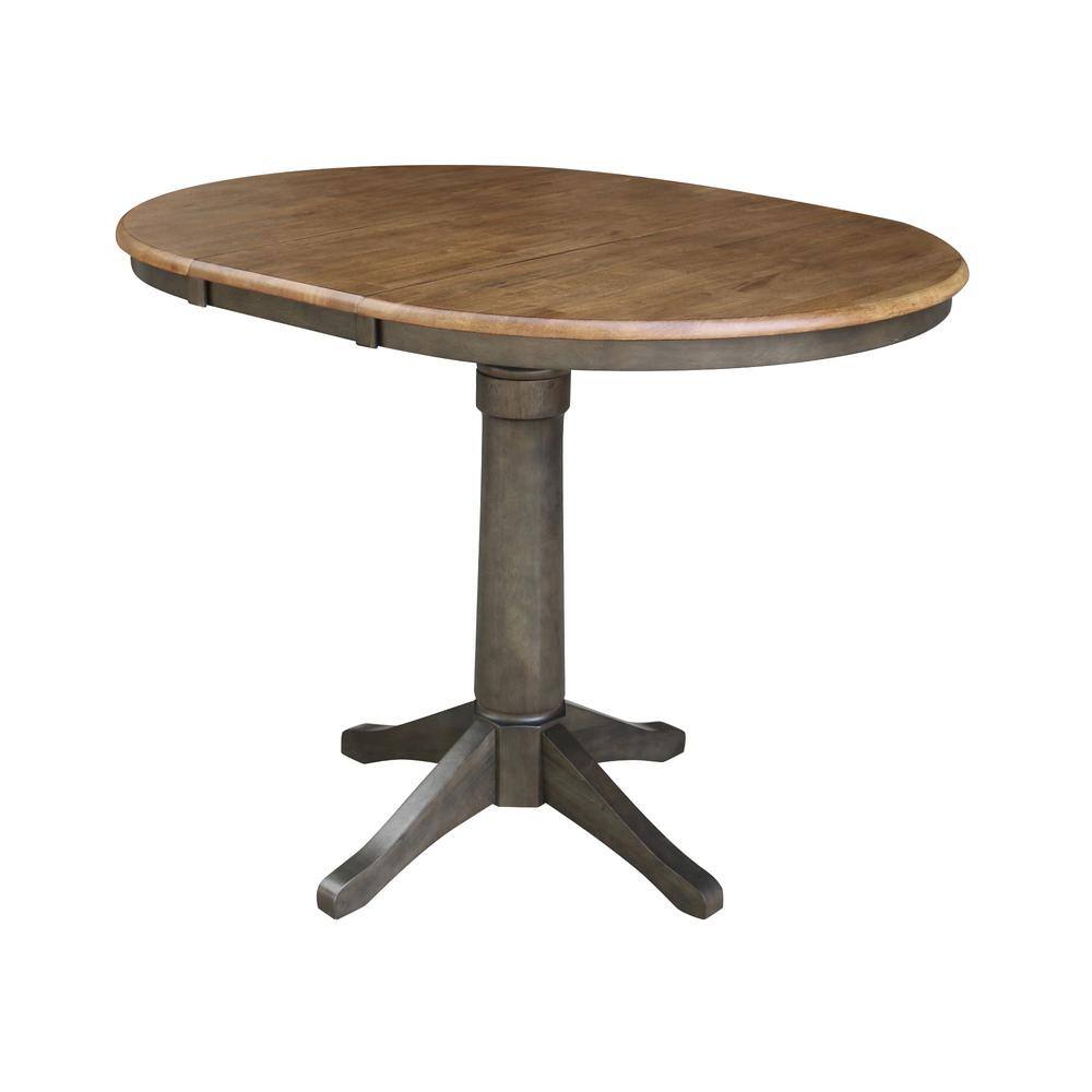 50.8" Round Extendable Wood Counter Height Table in Hickory