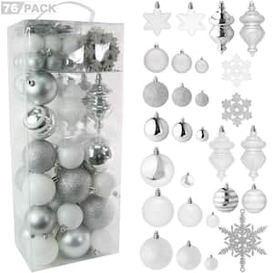 Christmas Snowflake Ball Ornaments - Christmas Hanging Snowflake and Ball Ornament Assortment Set with Hooks
