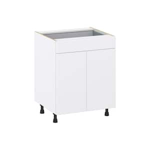 Fairhope Bright White Slab Assembled Base Kitchen Cabinet with a Drawer (27 in. W X 34.5 in. H X 24 in. D)