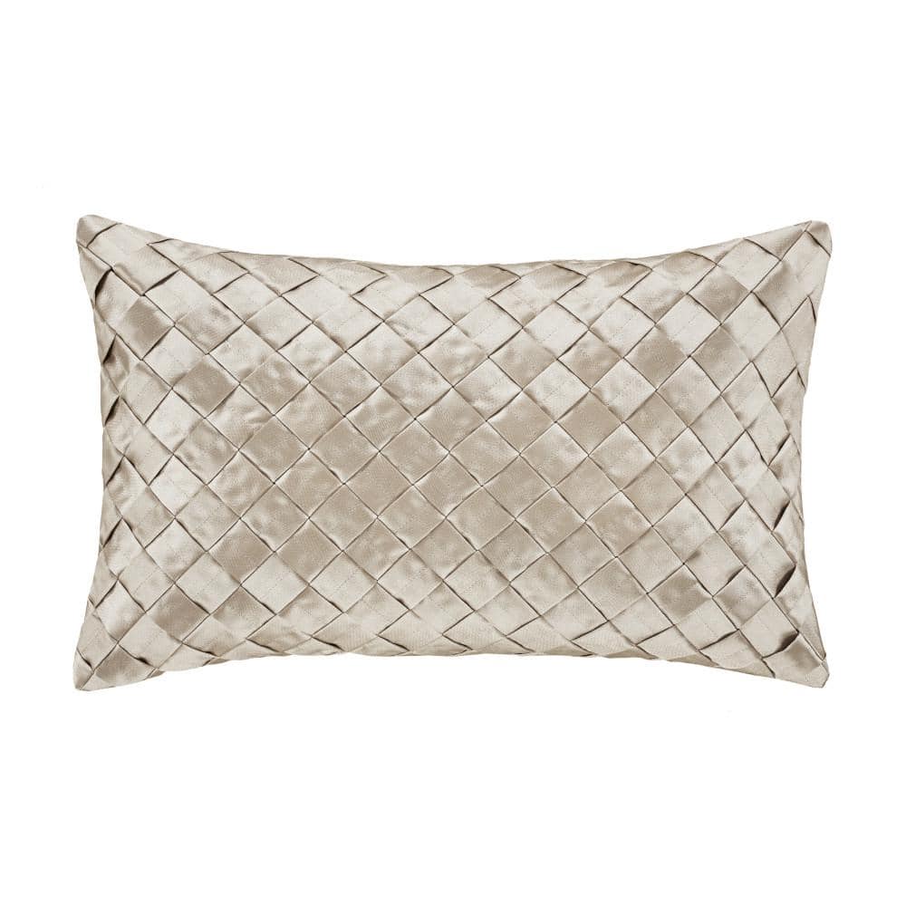 Dalton Taupe Polyester Damask Boudoir Decorative Throw Pillow 13 In. L X 21
