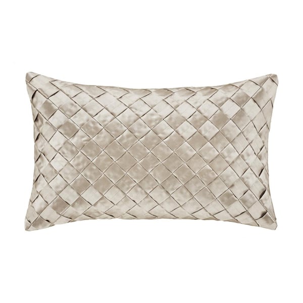 Unbranded Dalton Taupe Polyester Damask Boudoir Decorative Throw Pillow 13 In. L X 21 In. W