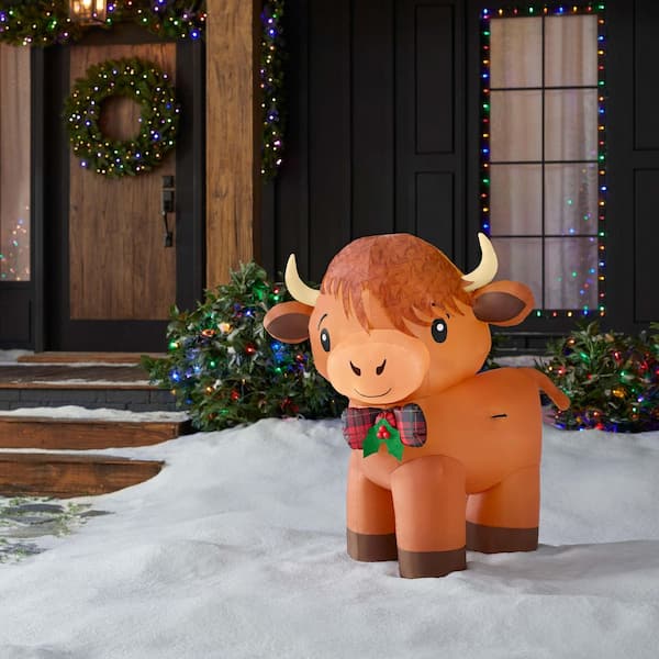 3 ft LED Highland Cow Airblown Inflatable I6