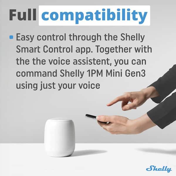 Shelly 1PM Mini Gen3, Relè Intelligente WiFi e Bluetooth, 1 Canale, 8A