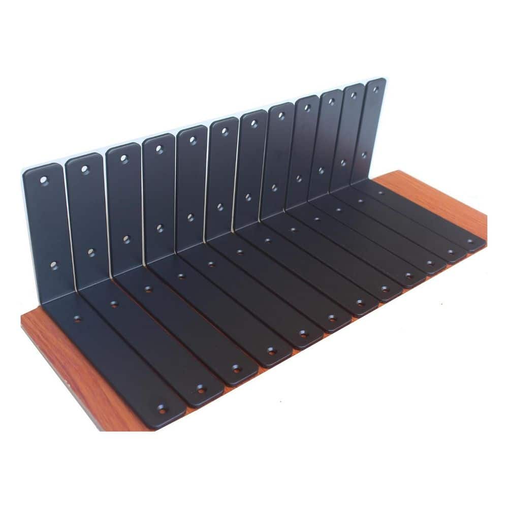 L 8 in. x H 6 in. x W 1.5 in. 5mm Thick Shelf Bracket Black Heavy Duty Metal Floating Shelf Support 12-Pack price history on PriceWatchPro