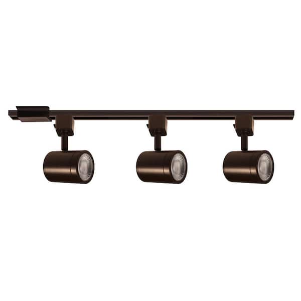 Charge 4 ft. Dark Bronze Integrated LED Ceiling Mounted Hardwired Track Lighting Kit With 3 Cylinder Track Heads