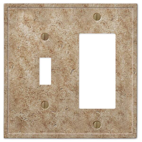 AMERELLE Talia 2 Gang 1-Toggle and 1-Rocker Resin Wall Plate - Noce