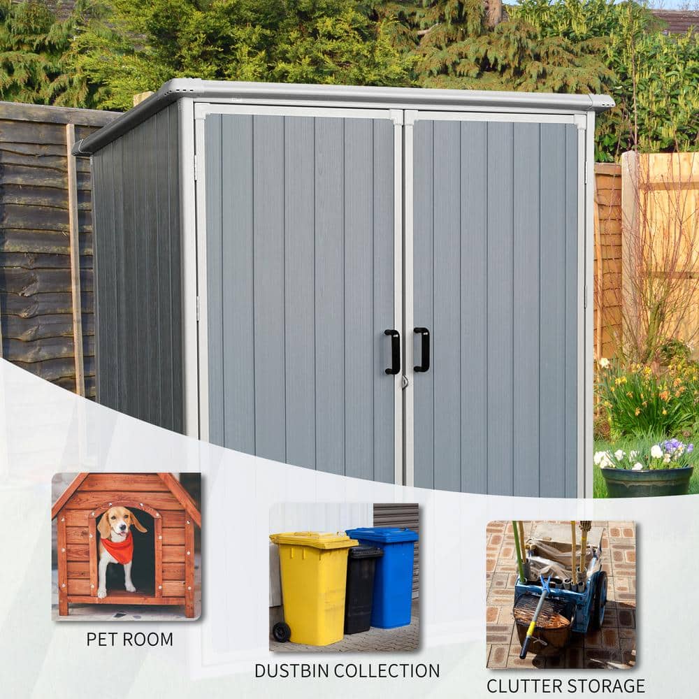 5x3ft Gray Resin Double Door Outdoor Storage Shed