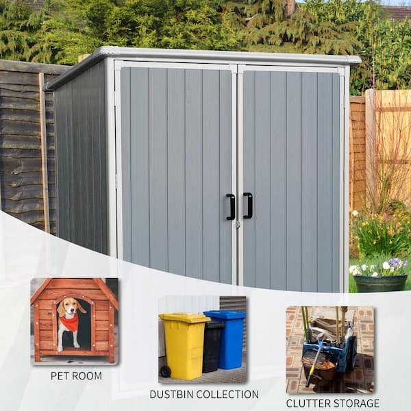 5 ft. W x 3 ft. D Gray Plastic Outdoor Storage Shed with Double Door (15 sq. ft.)