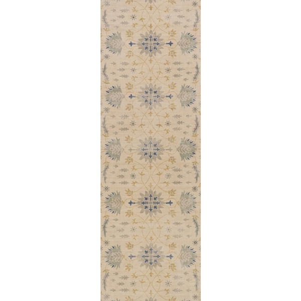 Loonarae Floral Transitional Cream 3 ft. x 8 ft. Indoor Runner Rug