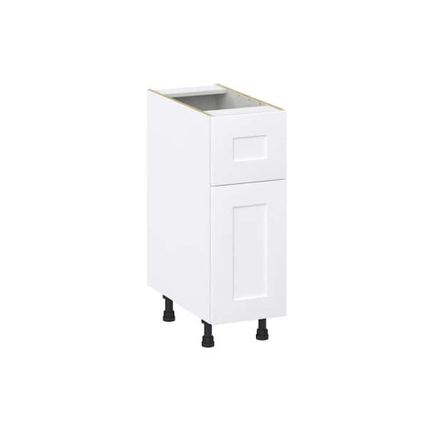 J COLLECTION Wallace Painted Shaker 12 in. W x 34.5 in. H x 24 in. D Warm White Assembled Base Kitchen Cabinet with a Drawer
