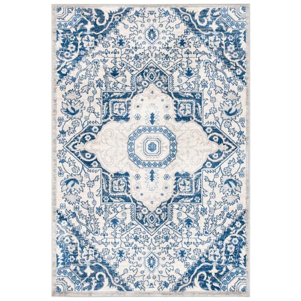 SAFAVIEH Brentwood Cream/Blue 4 ft. x 6 ft. Floral Medallion Area Rug