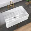Zeafive Mac 30 in. x 20 in. White Farmhouse Sink Apron Front Single Bowl Kitchen Sink Fireclay Deep Farm Sink /Grid and Strainer ZF-2030W