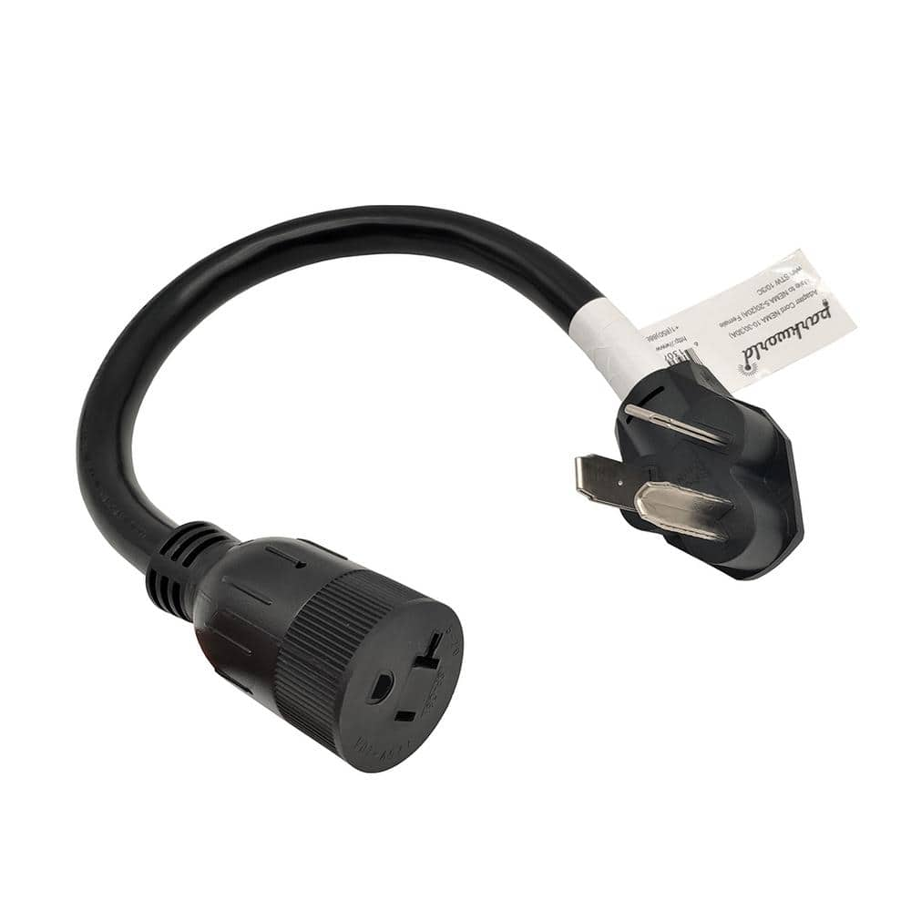 1.5 ft. 10/3 3-Wire 30 Amp 3-Prong Old Dryer NEMA 10-30P Plug to 20 Amp 5-20R/15R Adapter Cord(10-30P to 5-20/15R) -  parkworld, 886344