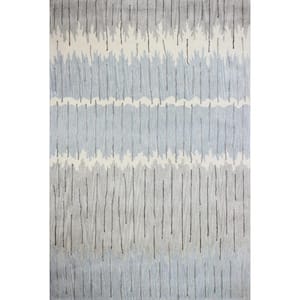 Greenwich Grey/Blue 9 ft. x 12 ft. (8 ft. 6 in. x 11 ft. 6 in.) Striped Contemporary Area Rug