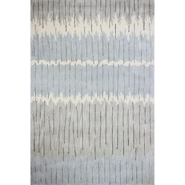 BASHIAN Greenwich Grey/Blue 9 ft. x 12 ft. (8 ft. 6 in. x 11 ft. 6 in.) Striped Contemporary Area Rug